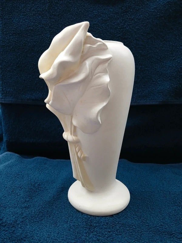 2 x Prachtige Art Nouveau Stijl Vaas Calla Lelie Kelkbloem, 29 cm, Wit, Ophalen of Verzenden, Zo goed als nieuw