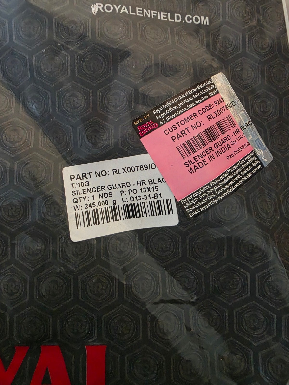 Nieuwe Royal Enfield uitlaat beschermer zwart (RLX00789A), Ophalen of Verzenden, Nieuw