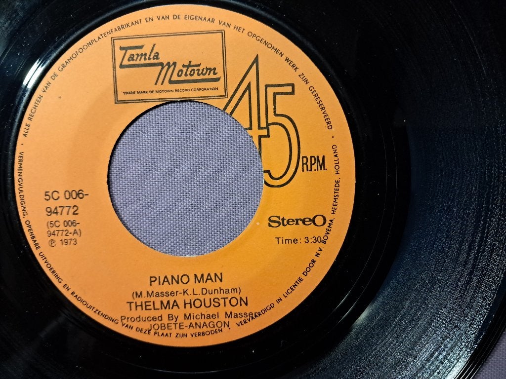 45t. Thelma Houston - Piano Man. ex+/M-, Gebruikt, 7 inch, Ophalen of Verzenden, Overige typen