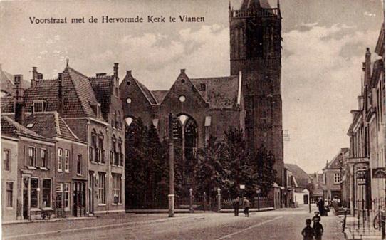 Vianen, Herv.Kerk aan de Voorstraat 1921, Verzamelen, Ansichtkaarten | Nederland, Verzenden, Voor 1920, Gelopen, Zuid-Holland