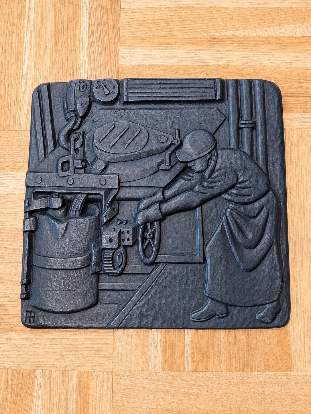 Industriële plaquette in gietijzer Rheinhuette, Antiek en Kunst, Verzenden