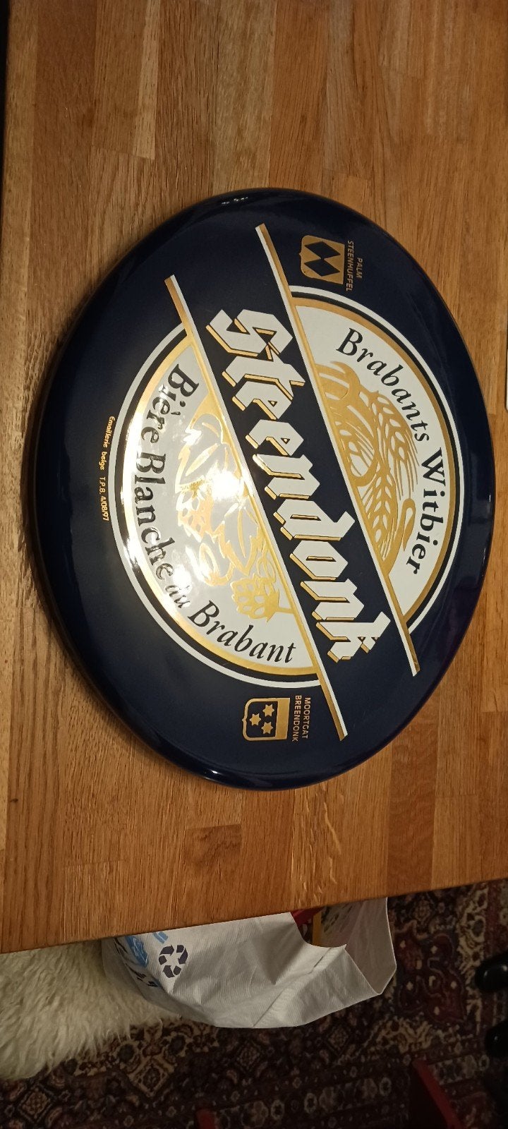Vintage Steendonck Brabants Witbier geëmailleerd reclamebord, Ophalen