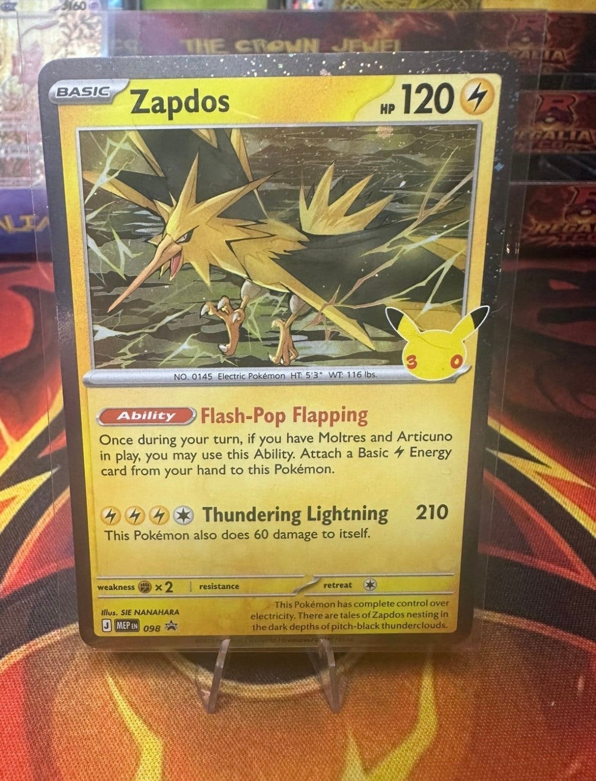 Zapdos (MEP 098) MEP Black Star Promos - 30th Celebration, Ophalen of Verzenden, Zo goed als nieuw, Losse kaart, Foil
