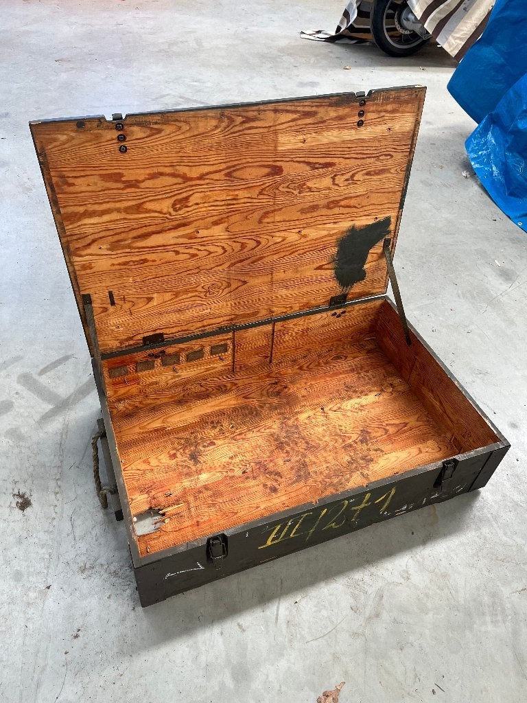 Houten kist. Munitiekist legerkist onderdelenkist, Huis en Inrichting, Woonaccessoires | Kisten, Ophalen, Gebruikt, 50 tot 100 cm