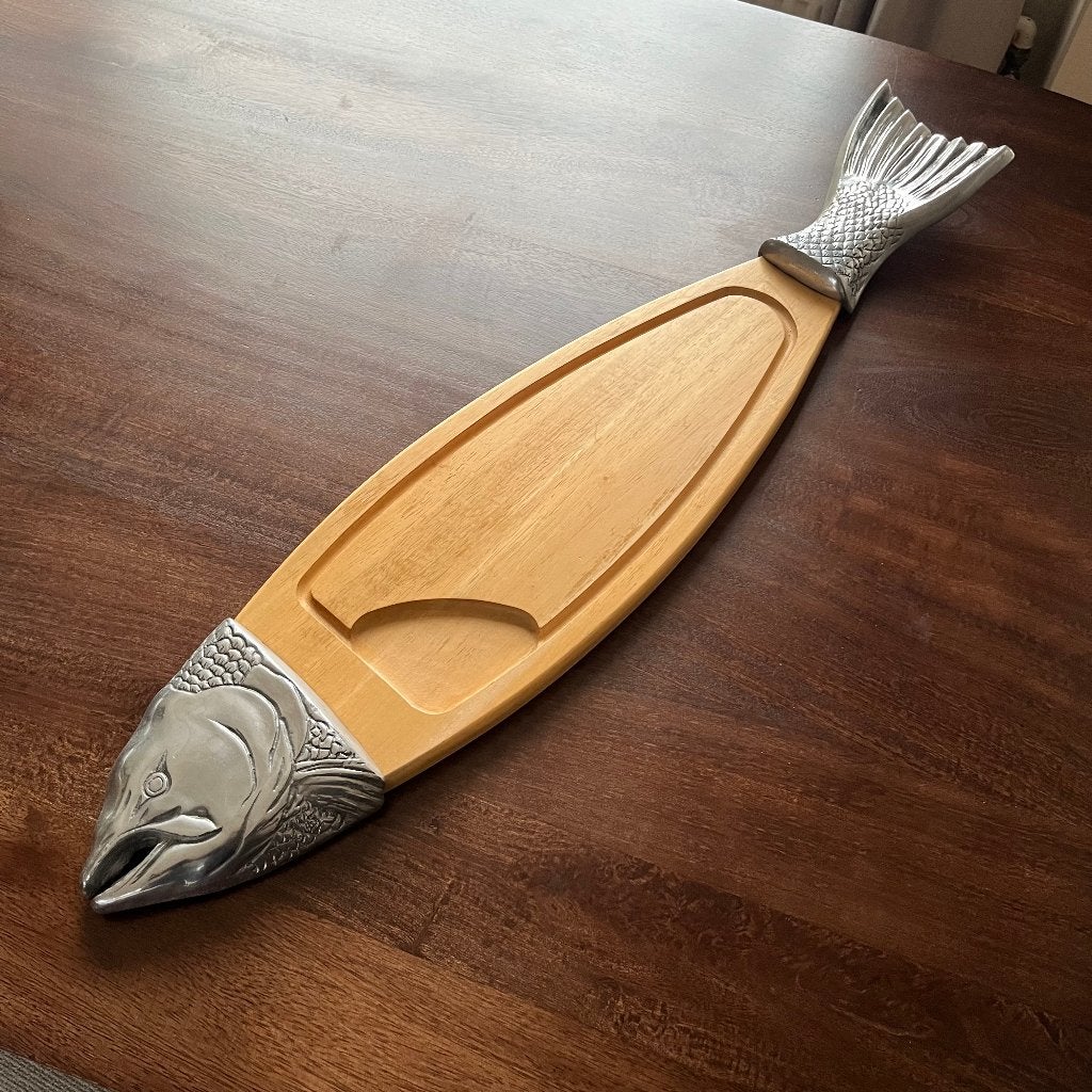 Vintage XL vis serveerplank (89cm), Ophalen of Verzenden