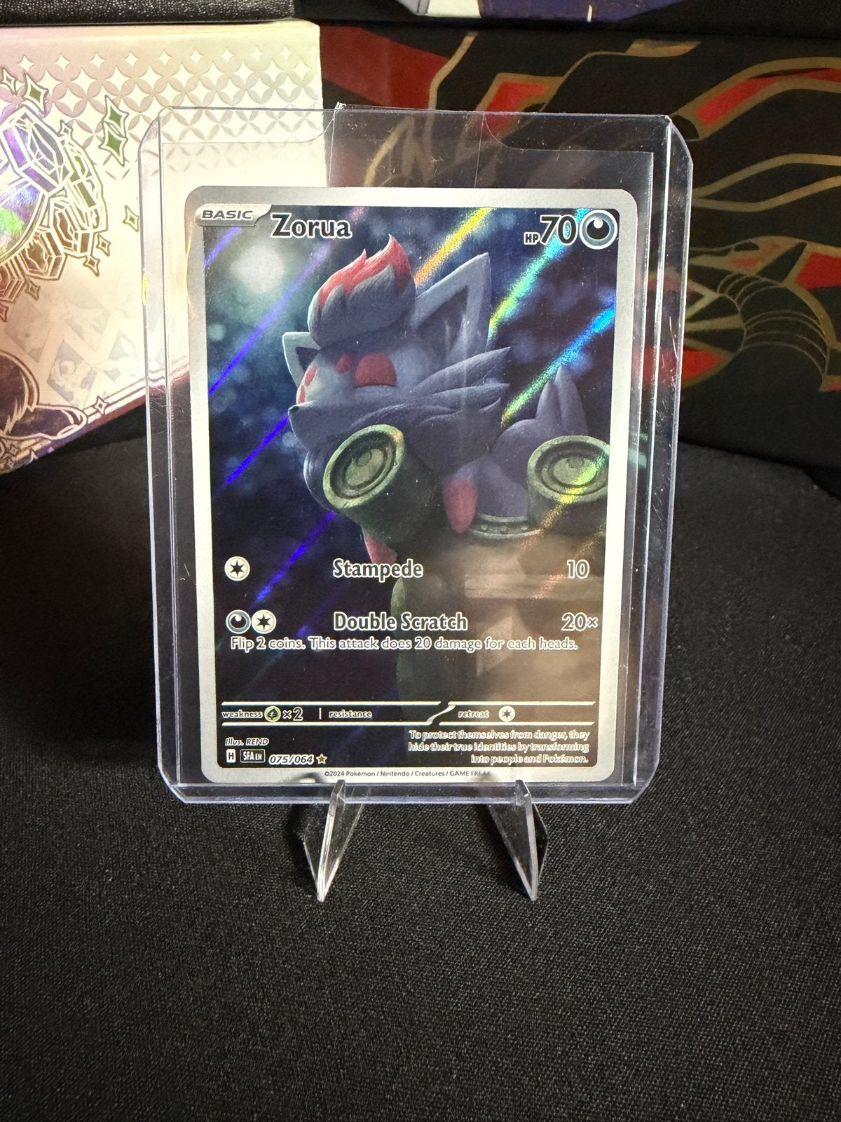 Zorua Pokémon Kaart - Basic, HP 70, Foil, Ophalen of Verzenden, Zo goed als nieuw, Losse kaart, Foil