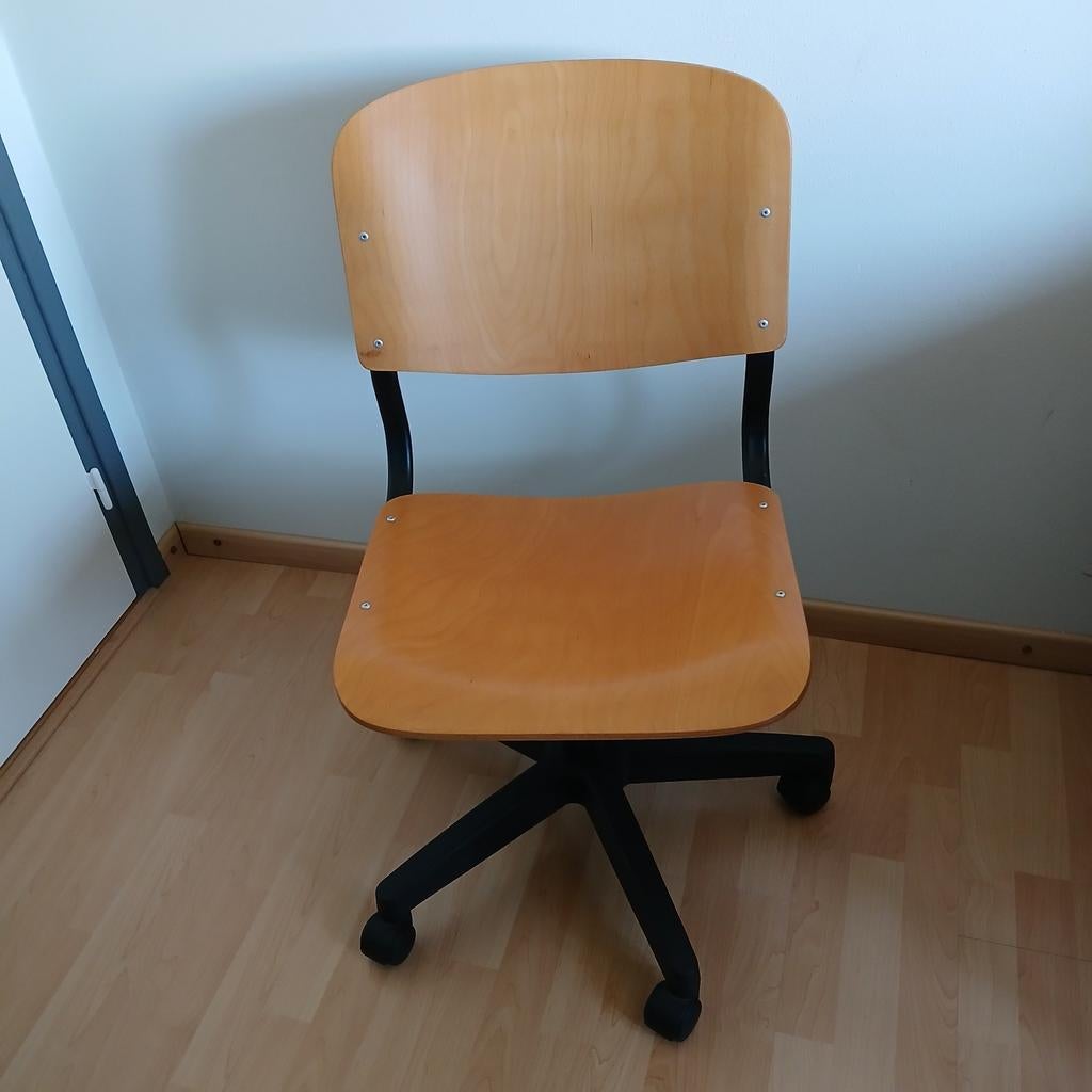 Bureaustoel in hoogte verstelbaar met houten zit, Ophalen, Gebruikt, Overige kleuren, Bureaustoel