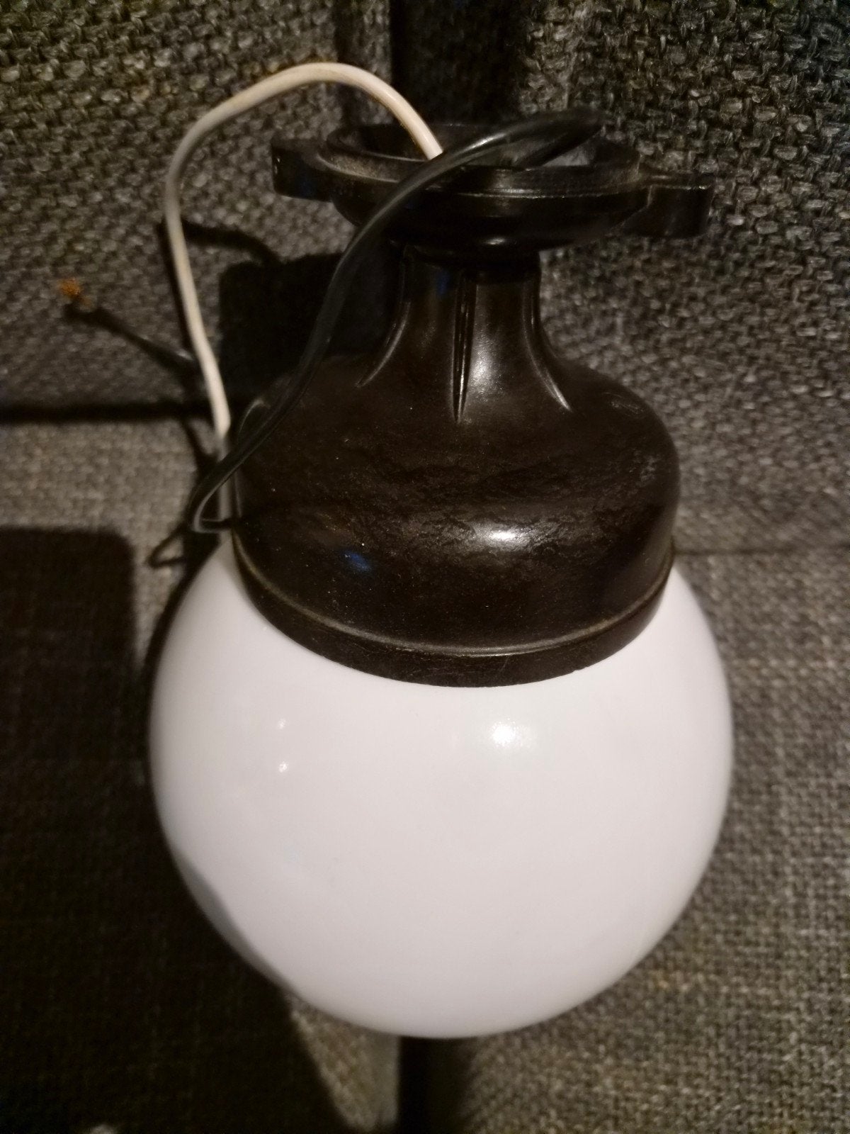Plafondlamp Plafonnière Wit Glazen Bol, Gebruikt, Glas, Wit, Plafondlamp