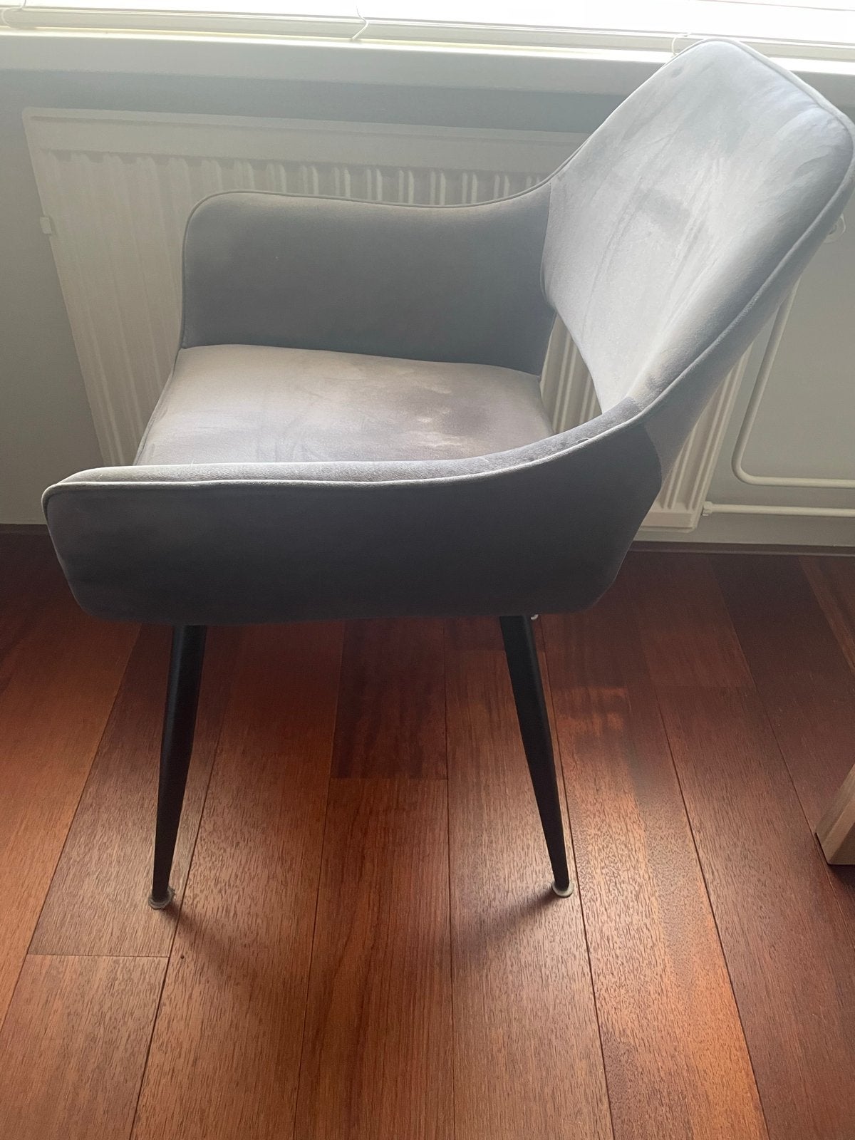 Grijze velours bureau/eetkamerstoel - Karwei, Ophalen, Gebruikt, Eén, Stof