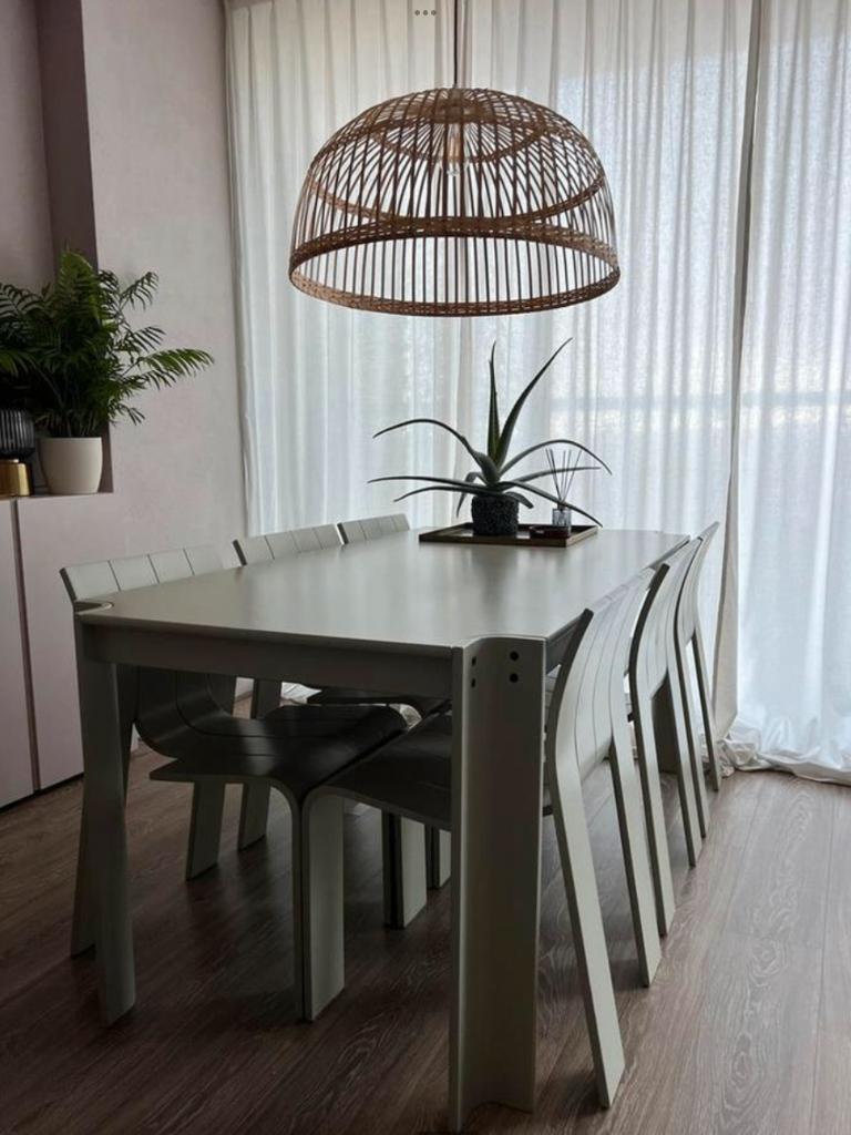 6 Vintage Gijs Bakker Castelijn Strip chair stoel en 1 tafel, Gebruikt, Ophalen of Verzenden, Nvt, Eén
