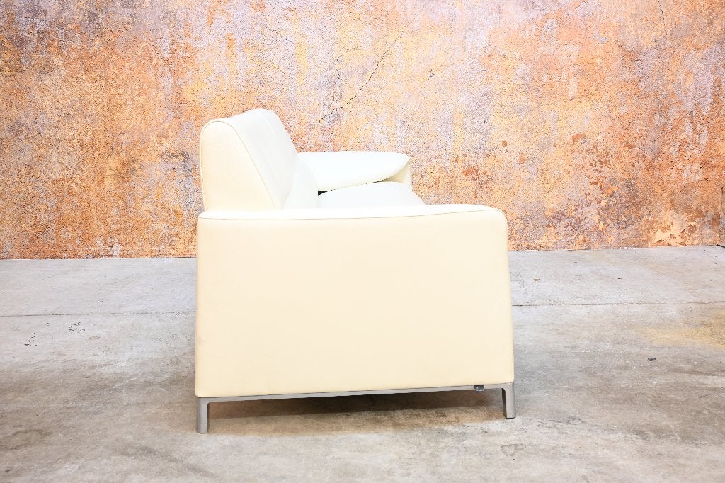 ZGANieuw! gebroken witte leren Leolux Felizia design bank, 250 tot 300 cm, Leolux, Leolux, Driepersoons