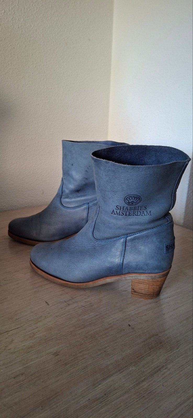 Jeansblauwe leren enkel laarsjes Shabbies Amsterdam maat 40., Kleding | Dames, Schoenen, Shabbies Amsterdam, Blauw, Lage of Enkellaarzen