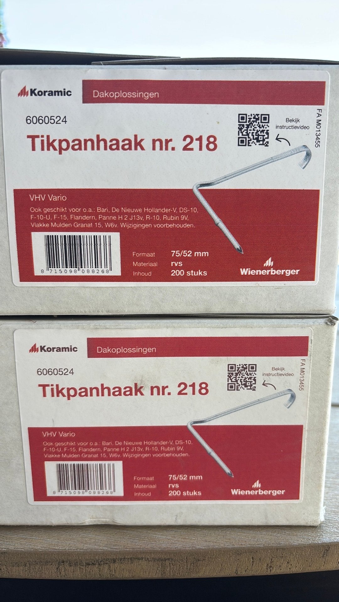 475 Panhaak- tikpanhaak nr. 218 Koramic 75/52 mm, Ophalen, Zwart, Nieuw, 15 m² of meer