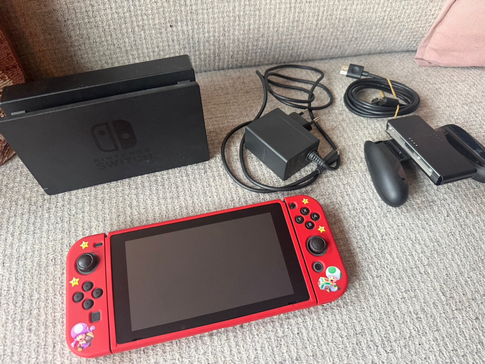 Nintendo Switch V2 - MicroSD en meer incl. MARIO case, Ophalen of Verzenden, Zo goed als nieuw, Met 2 controllers, Switch 2019 Upgrade