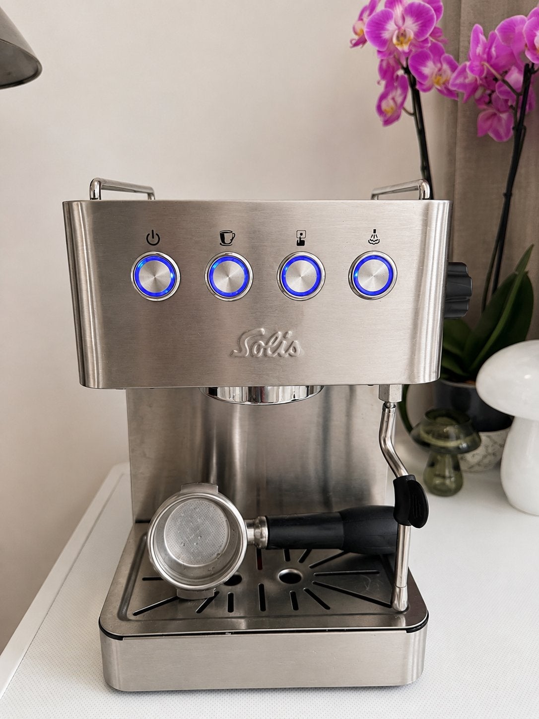 Solis Barista Gran Gusto rvs espresso machine, Ophalen of Verzenden, Zo goed als nieuw, Espresso apparaat, Stoompijpje