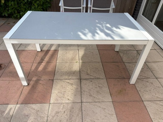 Tuintafel Wakefield Chelva 160 x 90 cm, aluminium met glas, Ophalen, Gebruikt, Rechthoekig, Aluminium
