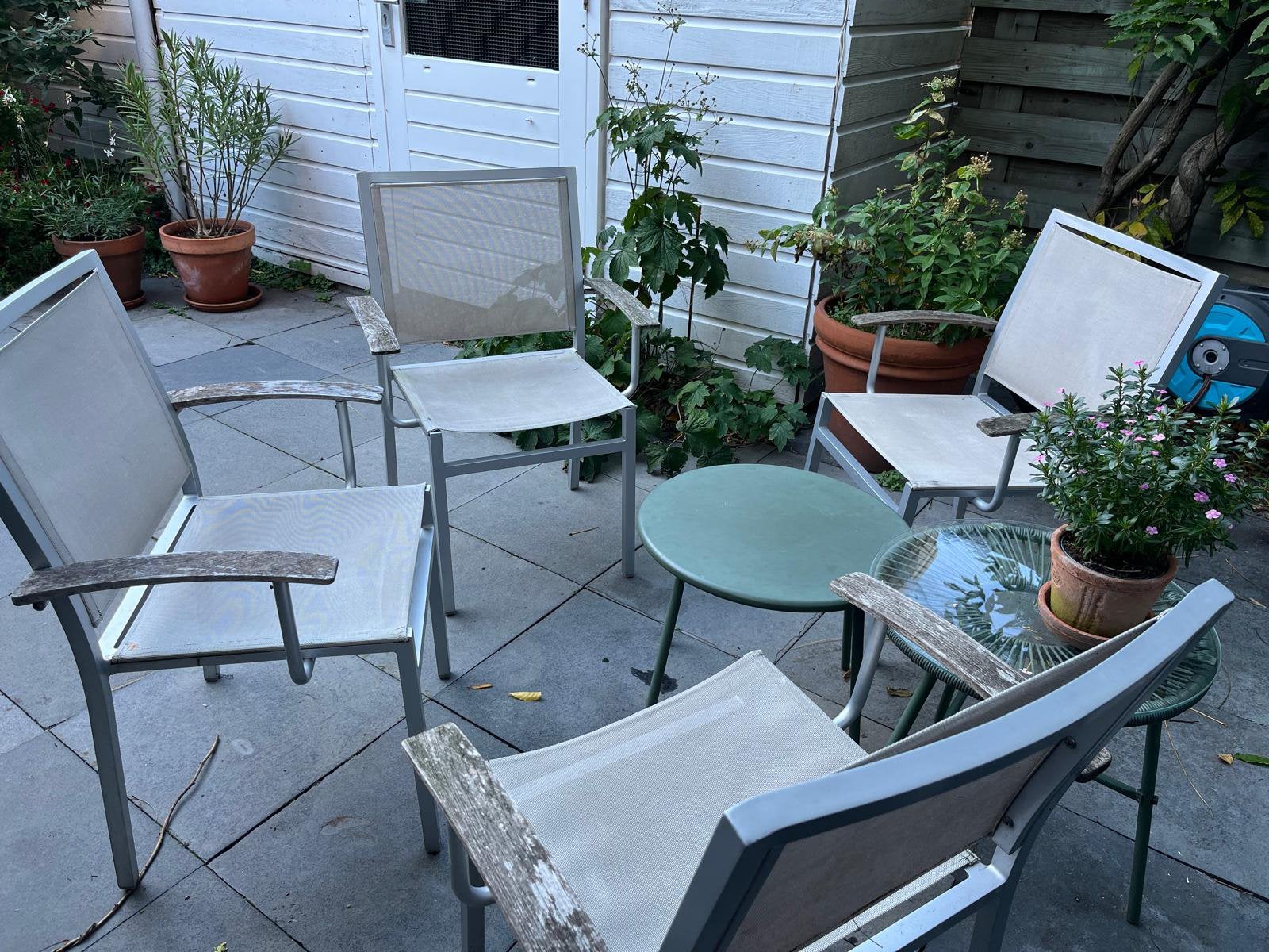 4 leuke tuin stoelen, Ophalen, 4 zitplaatsen, Gebruikt, Aluminium