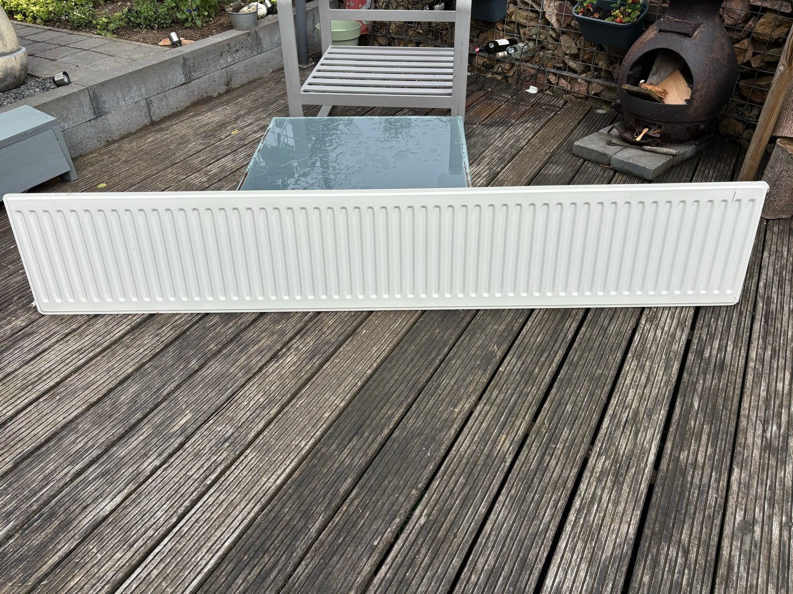 Witte radiator, zo goed als nieuw, Doe-het-zelf en Verbouw, Verwarming en Radiatoren, Ophalen, 30 tot 80 cm, Radiator, 150 cm of meer