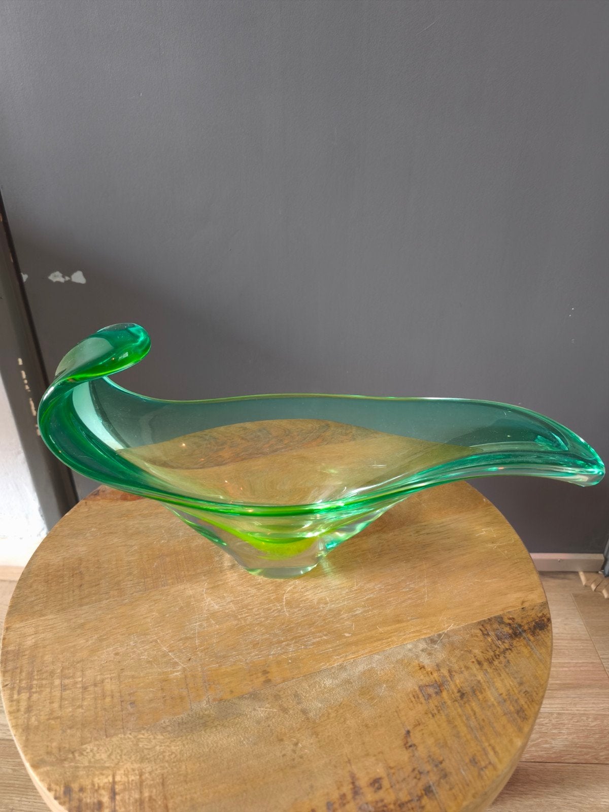 Zeer Fraaie Grote Anna Groen Uranium Glazen Schaal, Antiek en Kunst, Ophalen of Verzenden