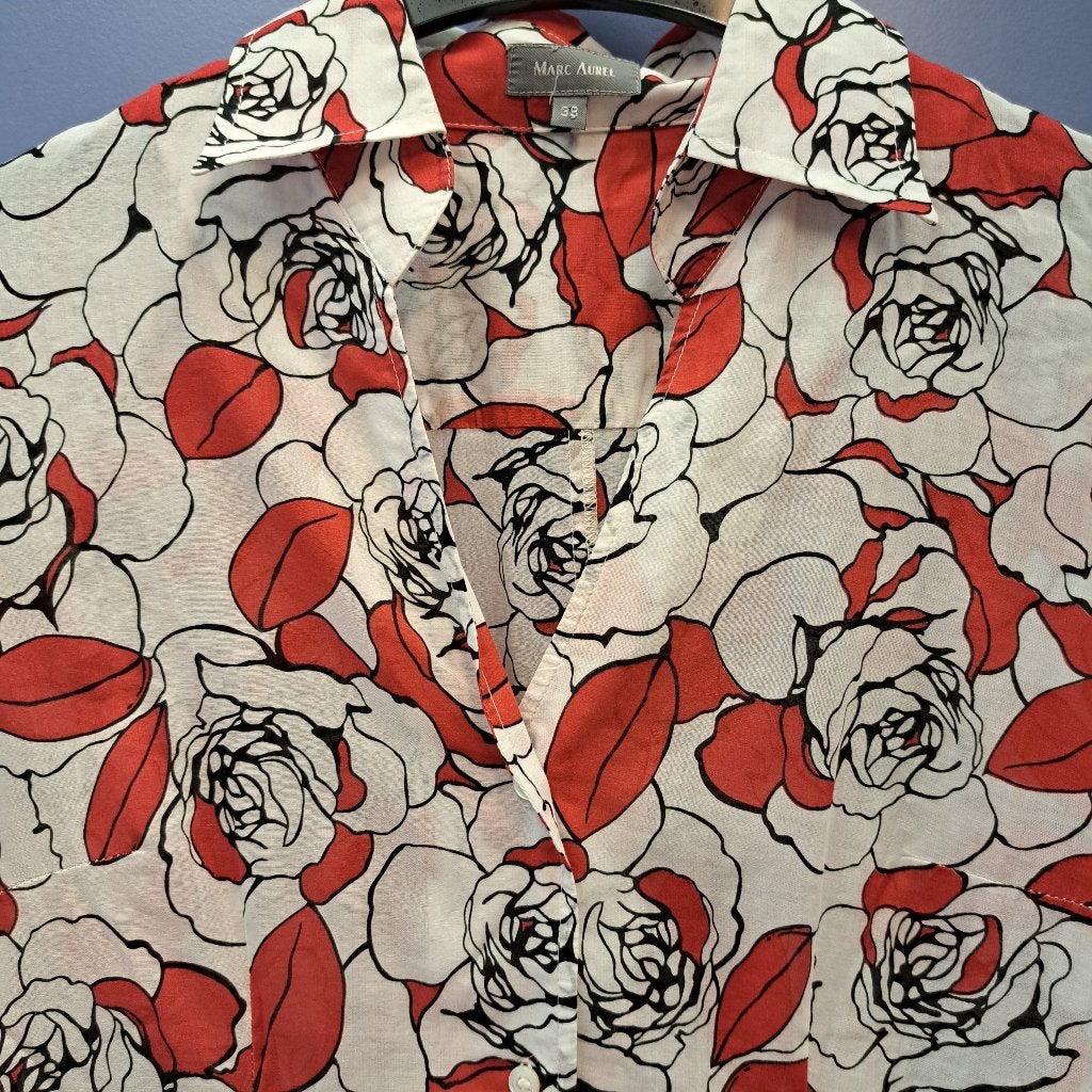 Marc Aurel Blouse met Rozenprint - Maat 38, Maat 38/40 (M), Marc Aurel, Industriestraße 1, 33378 Rheda-Wiedenbrück, Duitsland