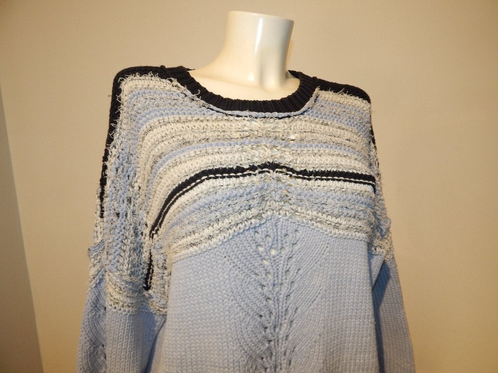 Iro grof gebreide trui baggy look strepen werkje stof M, Maat 38/40 (M), Blauw, Ophalen of Verzenden, Iro