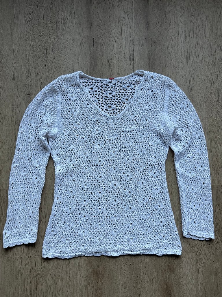 Esprit gehaakte lange trui - wit - mt XL, Kleding | Dames, Truien en Vesten, Ophalen of Verzenden, Zo goed als nieuw, Maat 46/48 (XL) of groter