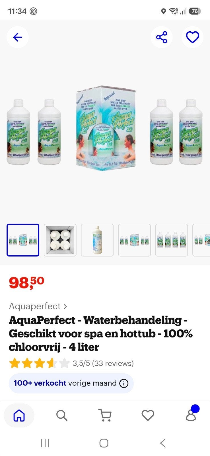 Aqua perfect, Ophalen