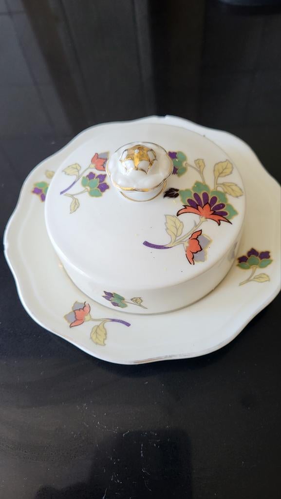Vintage botervloot met bloemmotief, Antiek en Kunst, Antiek | Porselein, Ophalen