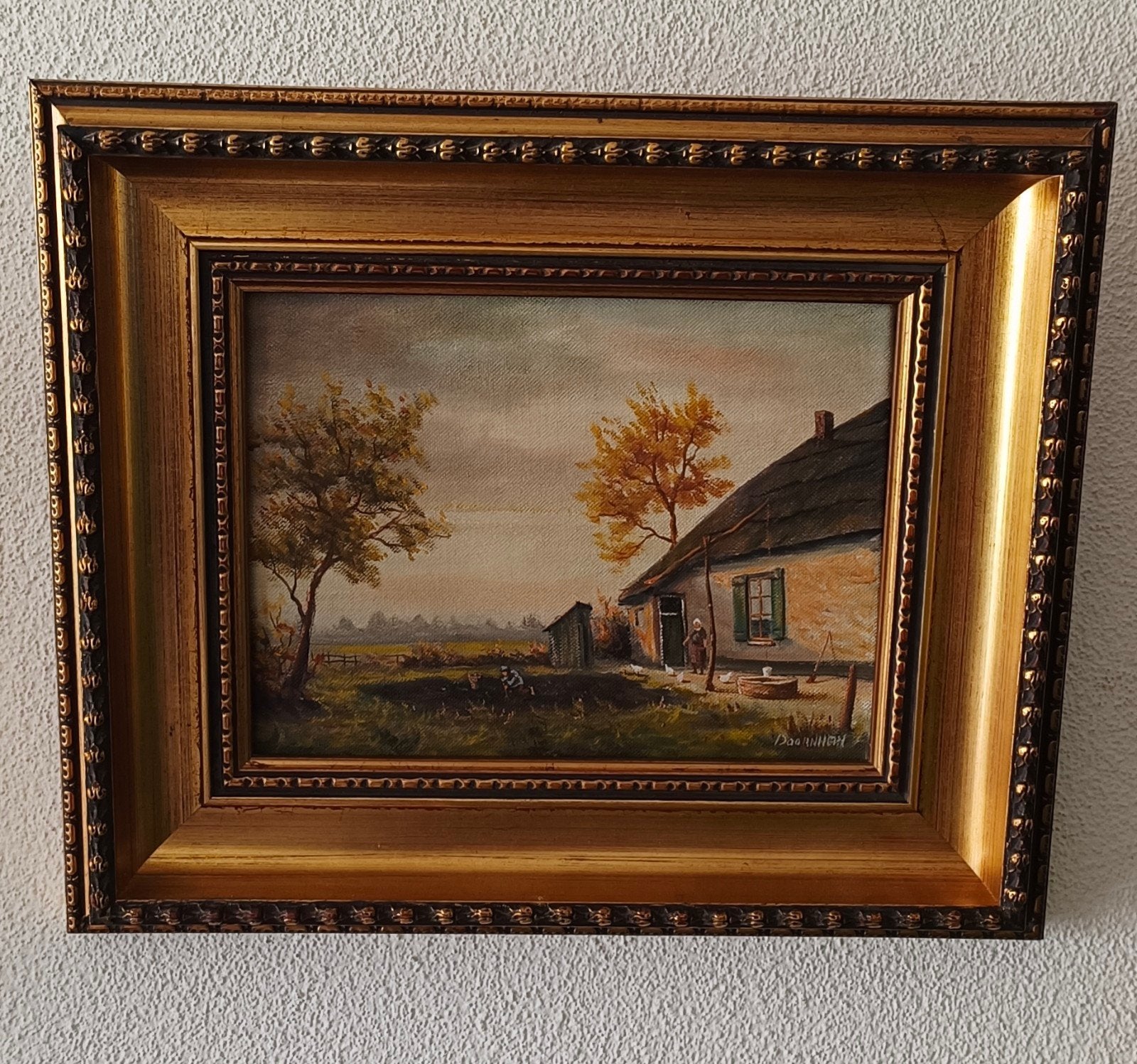 Hollands olieverf schilderij, gesigneerd, Antiek en Kunst, Oud hollands, Ophalen of Verzenden, Landschap, Olieverf