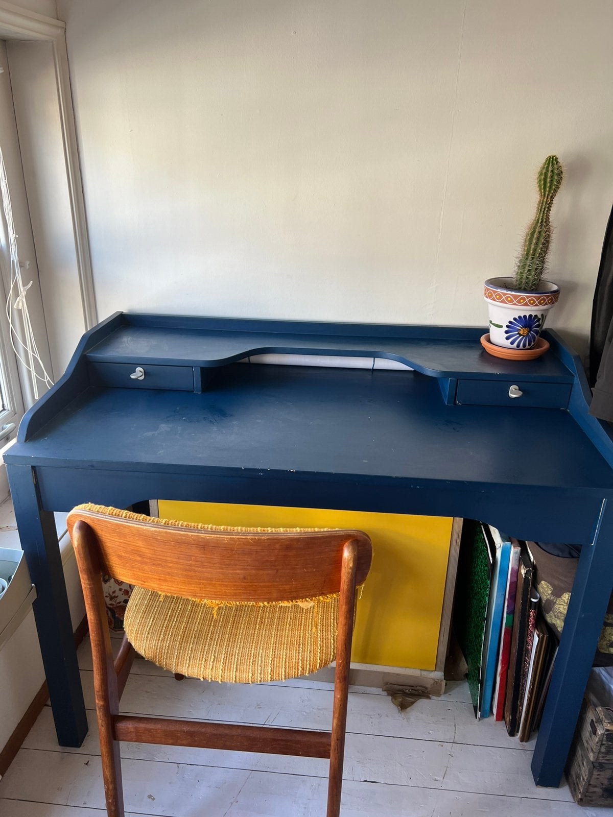 Klein blauw bureau vintage look, Ophalen, Gebruikt, 110 cm, IKEA