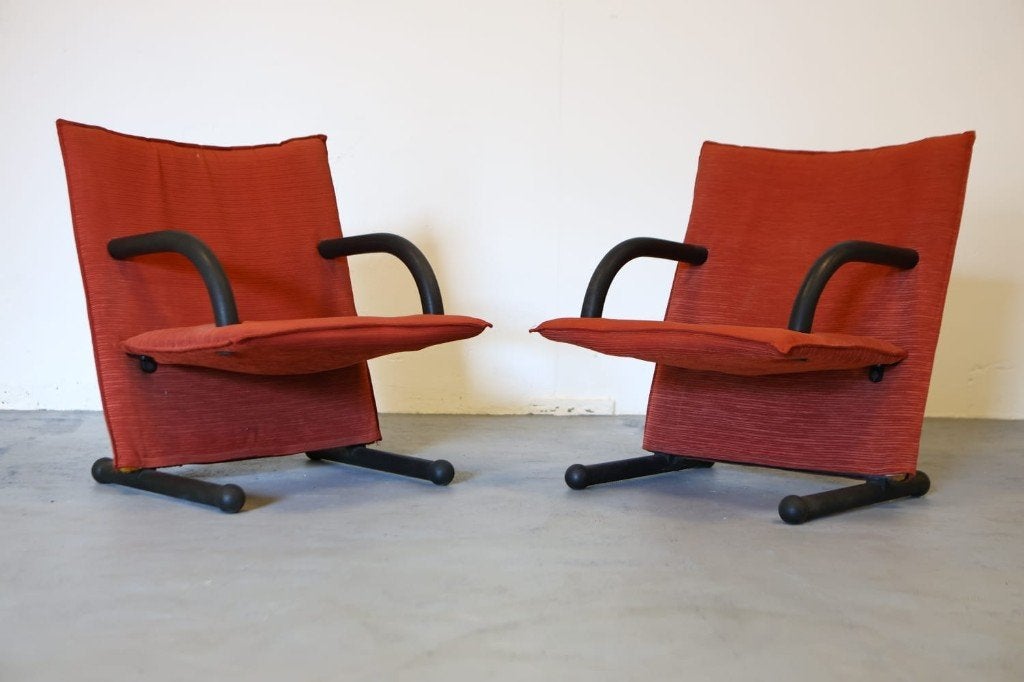Arflex T-line fauteuils vintage design, Ophalen, Metaal, Gebruikt, 75 tot 100 cm