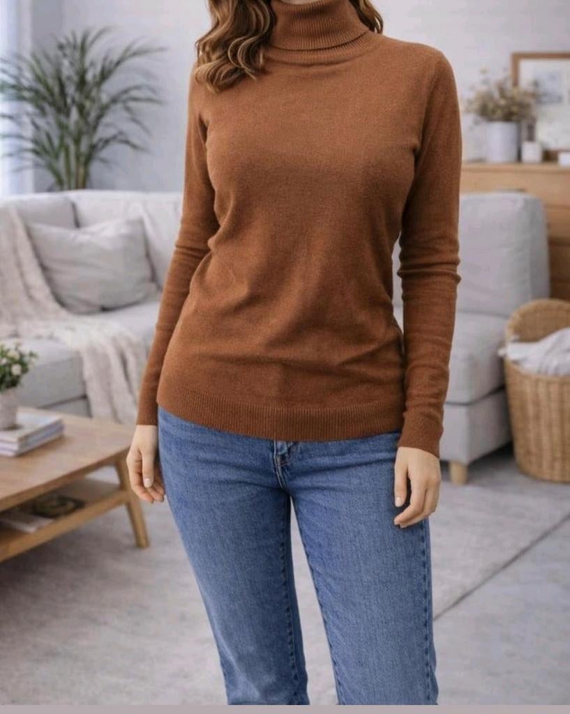 Bruine coltrui cashmere mix – zacht & stretchy – Tandem, Maat 38/40 (M), Bruin, Ophalen of Verzenden, Zo goed als nieuw