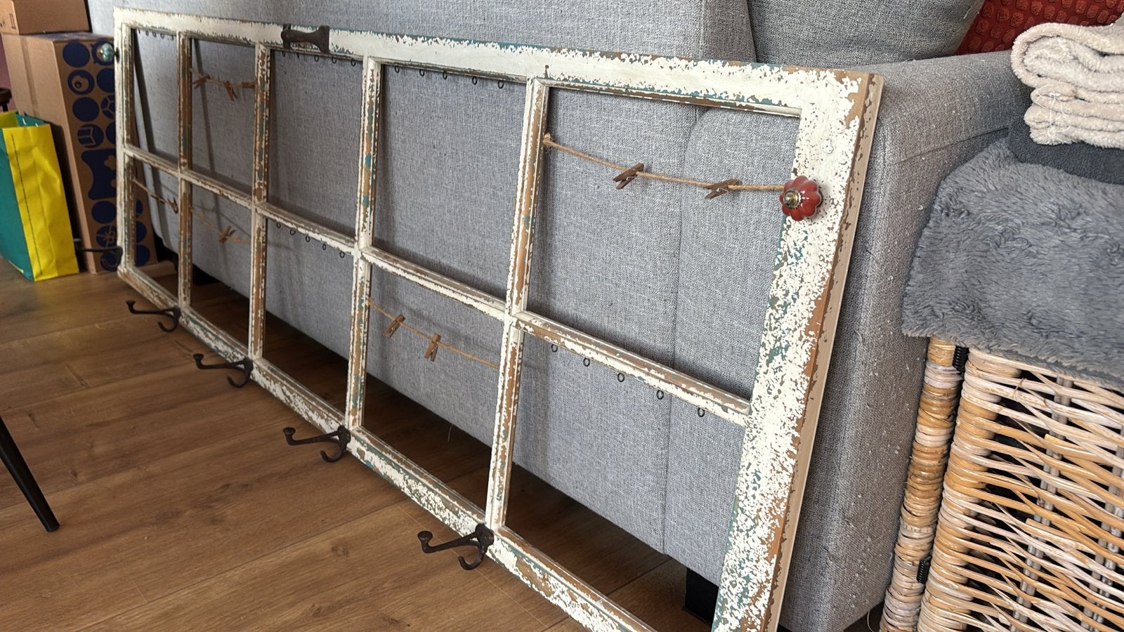 Decoratief raamkozijn met haken - Loods 5, Gebruikt, Ophalen of Verzenden, Wit, Vintage