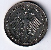 2  mark  1970  J  Duitsland. km. 127, Ophalen of Verzenden, Duitsland, Losse munt
