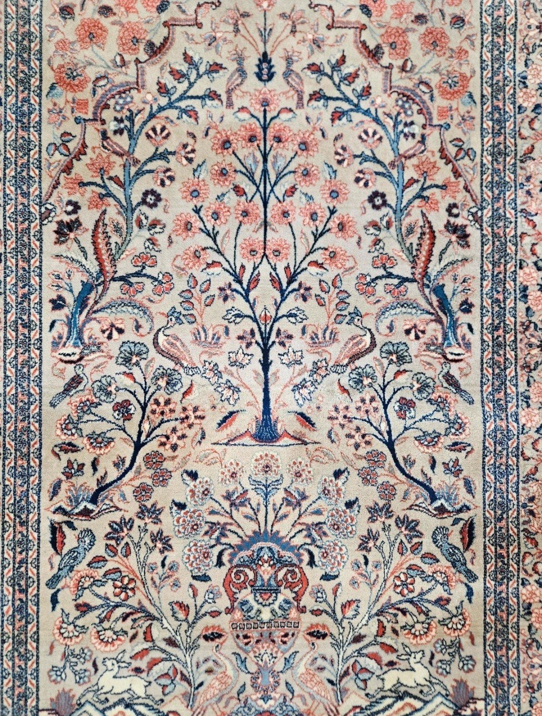 Vintage oosters wol Muskabad vloerkleed floral 138x194cm, Huis en Inrichting, Stoffering | Tapijten en Kleden, 100 tot 150 cm