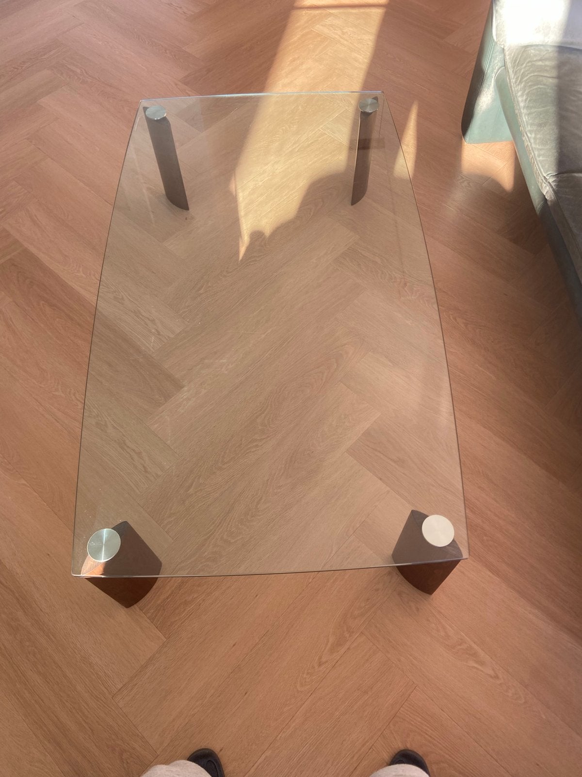 Natuzzi salontafel van gehard glas en hout, Huis en Inrichting, Tafels | Salontafels, Ophalen, Gebruikt, 100 tot 150 cm, 50 tot 100 cm