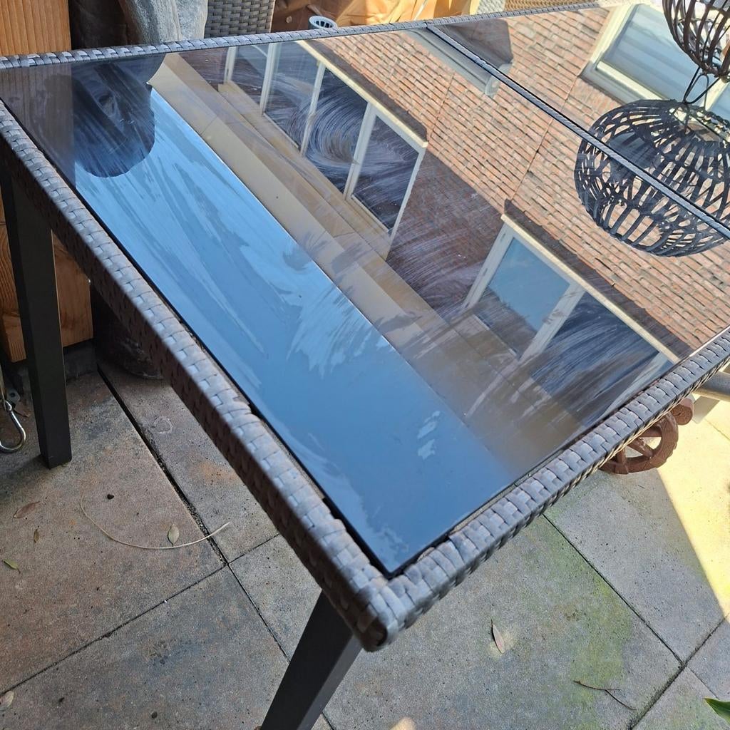 Mooie tuintafel incl glasplaten, Ophalen, Zo goed als nieuw, Rechthoekig