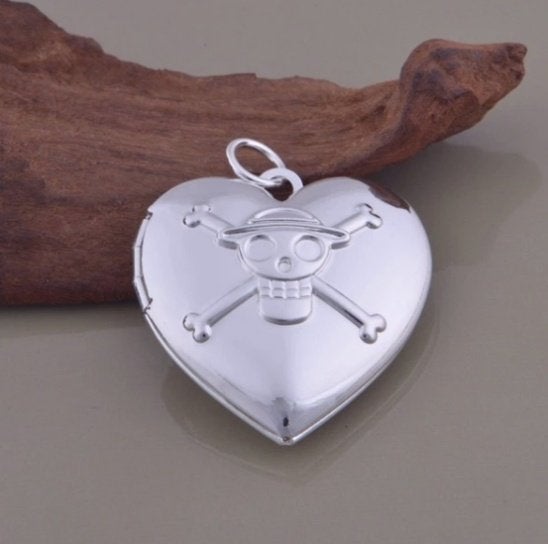 925 zilveren hart piraten medaillon, Nieuw, Ophalen of Verzenden, Hart, Zilver