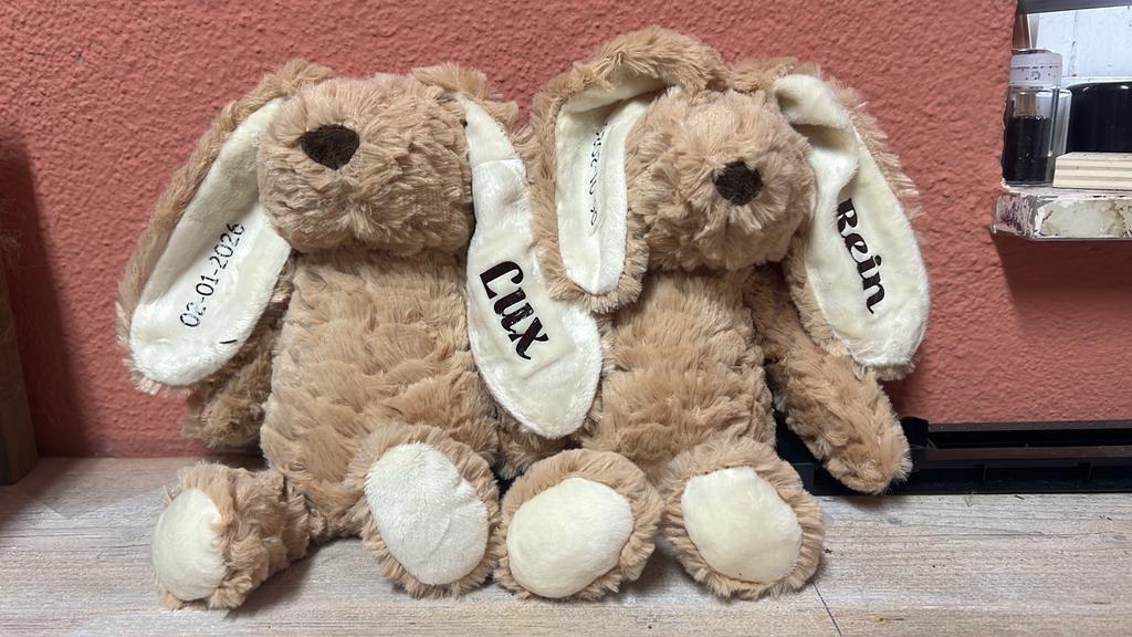 Kraamcadeau knuffel met naam - Heerlijk zacht konijntje, Ophalen of Verzenden, Nieuw, Kraamcadeau