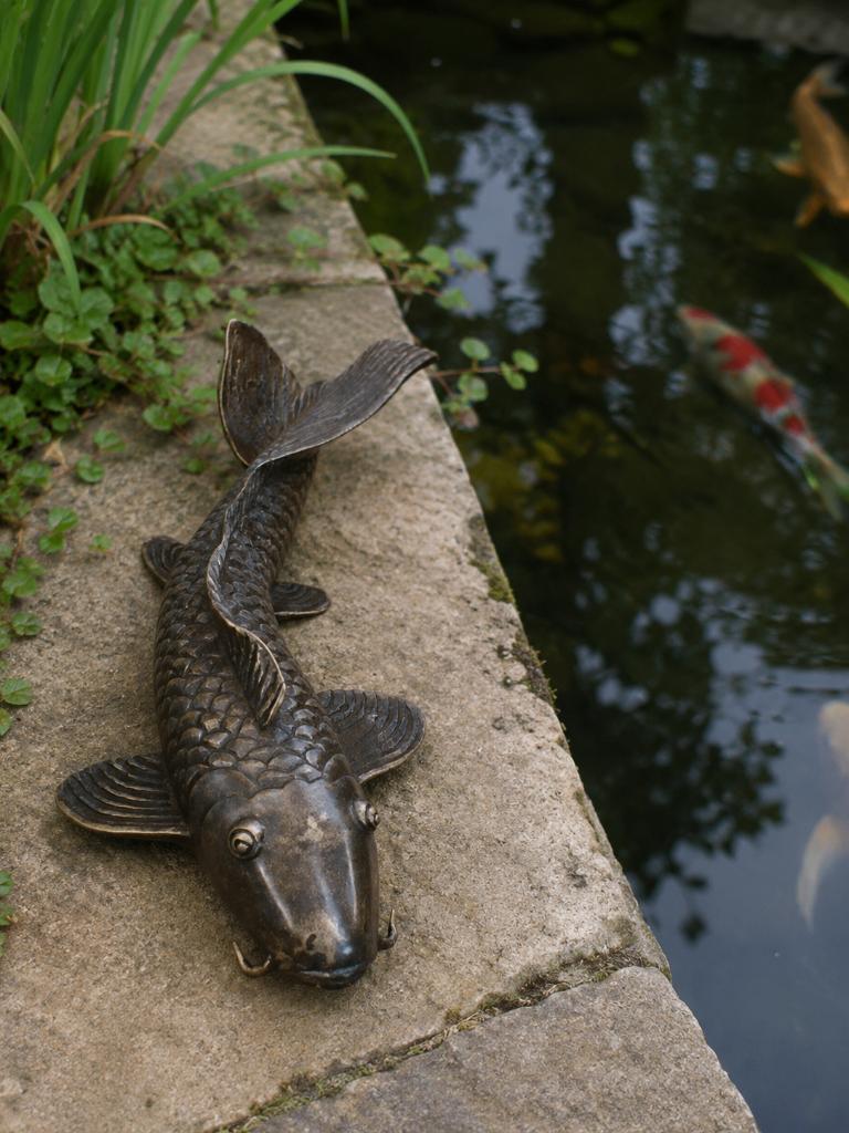 KOI / TUINBEELD / BRONS / KOI KARPER, Tuin en Terras, Tuinbeelden, Dierenbeeld, Nieuw, Info@huisentuindecoratiemarie.nl, Huis en tuin decoratie marie