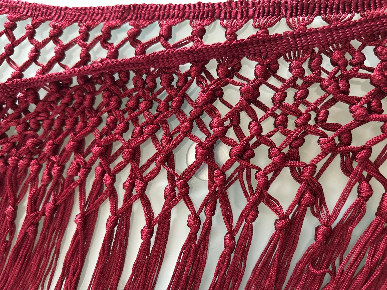 Bordeauxrode Macramé Franje - buikdans, Ophalen of Verzenden, Nieuw, Lint, Band of Elastiek