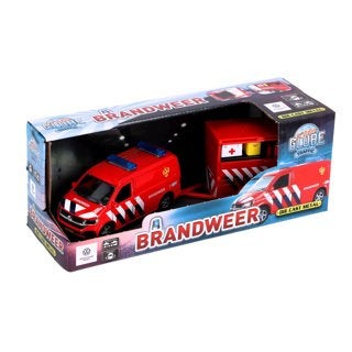 Kids Globe: Volkswagen Transporter Brandweerauto met Aanhang, ., Nieuw, Ophalen of Verzenden, .