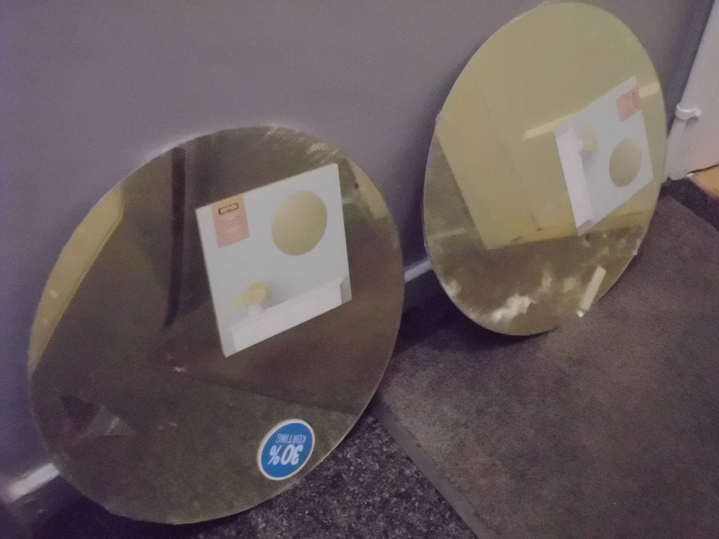 2 nieuwe XENOS goudkleurige, ronde plakspiegels, Ophalen, Minder dan 50 cm, Rond, Nieuw