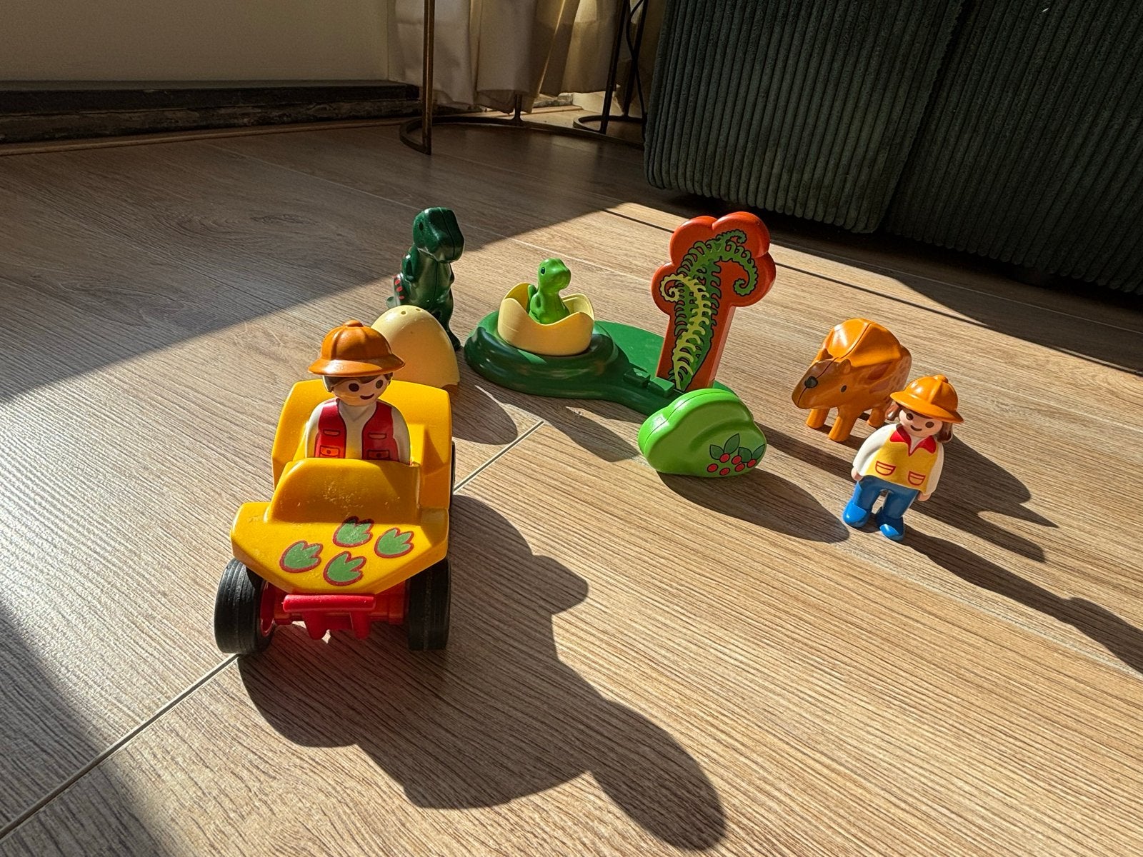 Playmobil 1.2.3 Dinosaurus set met auto en figuren, Ophalen, Gebruikt, Complete set, Voertuig