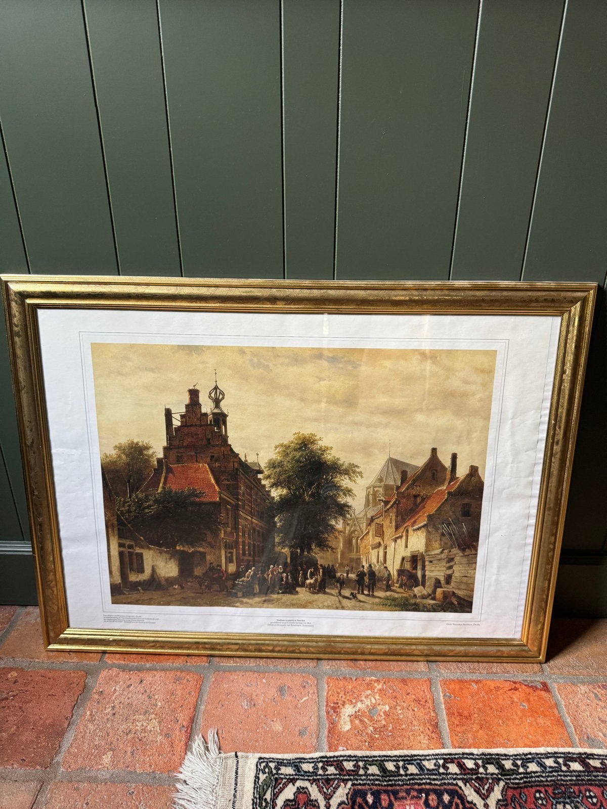 Naarden naar het schilderij van Cornelis Springer, Antiek en Kunst, Doek, Realistisch, Ophalen of Verzenden, Olieverf