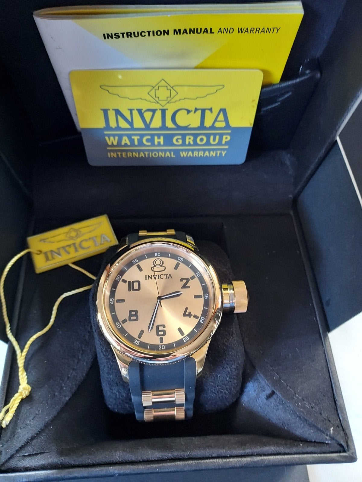 Invicta Russian Diver Herenhorloge Goudkleurig Zwart, Sieraden, Tassen en Uiterlijk, Horloges | Heren, Overige merken, Staal, Polshorloge