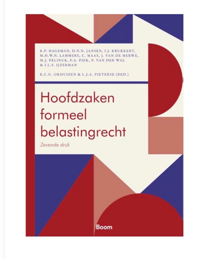 Hoofdzaken formeel belastingrecht - Zevende druk, Boeken, Ophalen of Verzenden, Gamma, Nieuw, WO