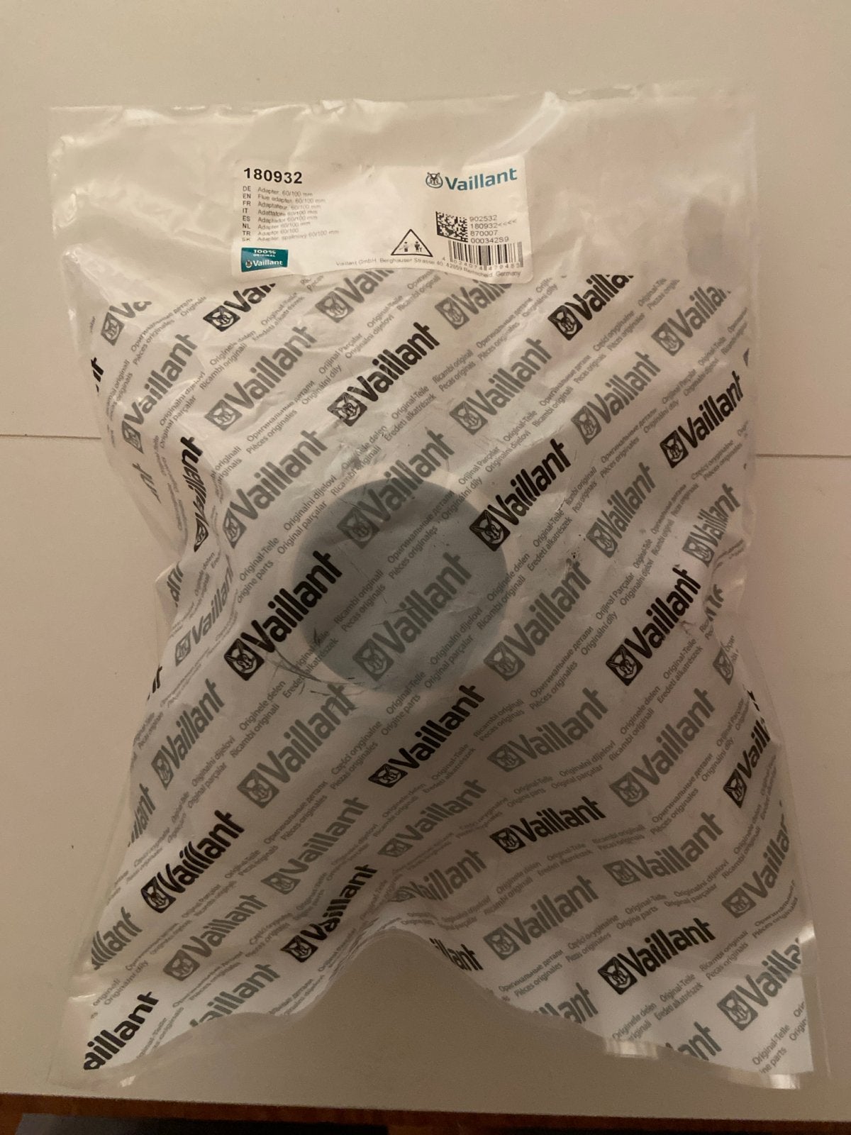 Nieuwe Vaillant Concentrische Rookgasadapter 60/100, Doe-het-zelf en Verbouw, Verwarming en Radiatoren, Ophalen of Verzenden, Nieuw