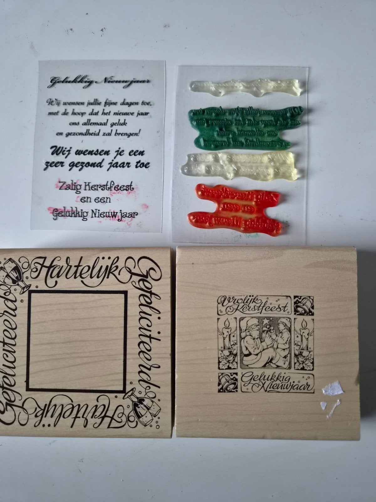 stempels kerst en hartelijk gefeliciteerd, Hobby en Vrije tijd, Ophalen of Verzenden, Zo goed als nieuw