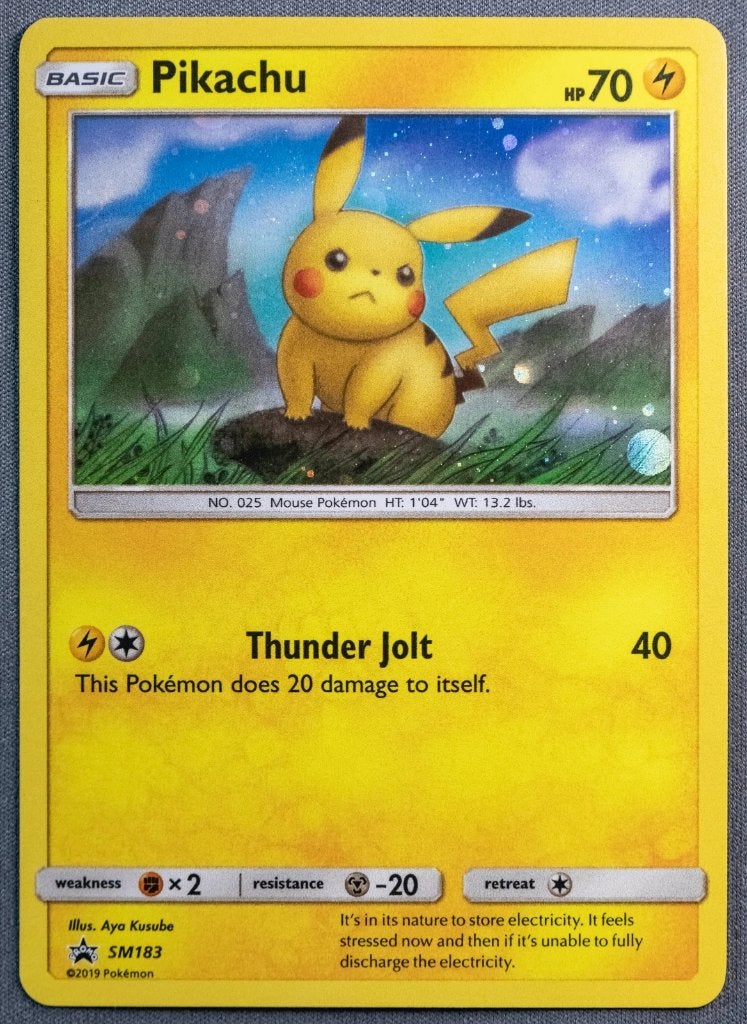 Pikachu sun & moon black star promo sm183 pokemon kaart holo, Ophalen of Verzenden, Zo goed als nieuw, Losse kaart, Foil